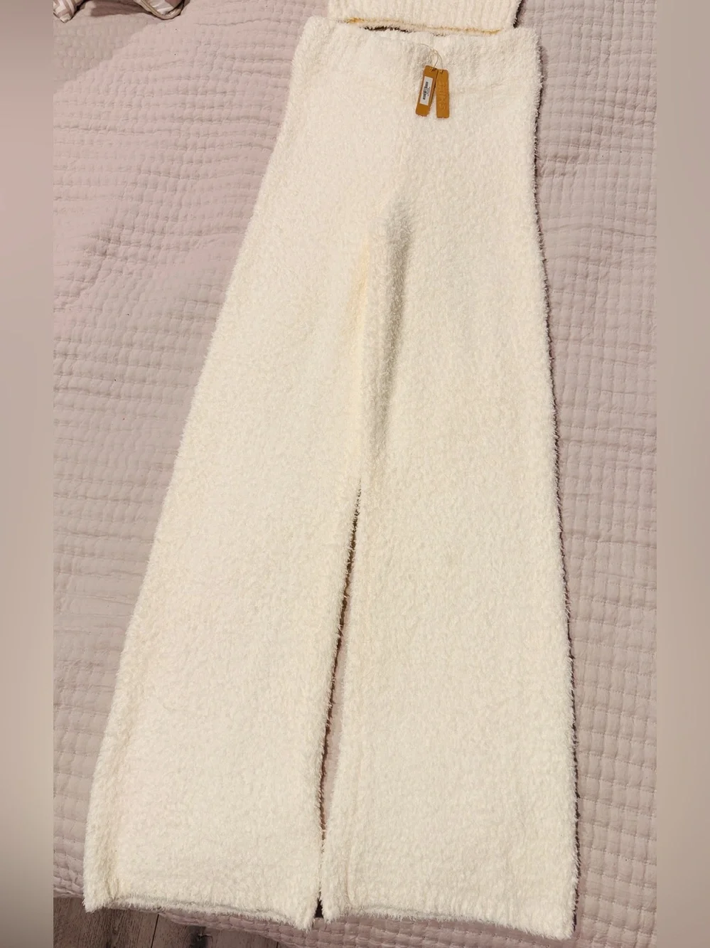SKIMS Cream Cozy Knit Tank, Wide-Leg Pants set